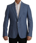 Dolce & Gabbana Blaue einreihige Logo-Blazer-Jacke