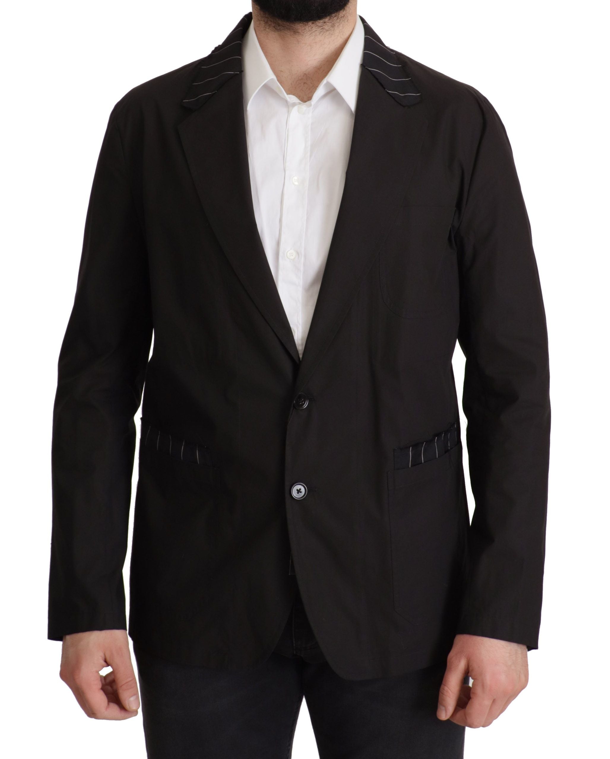 Dolce & Gabbana Schwarze einreihige Blazerjacke aus Baumwolle