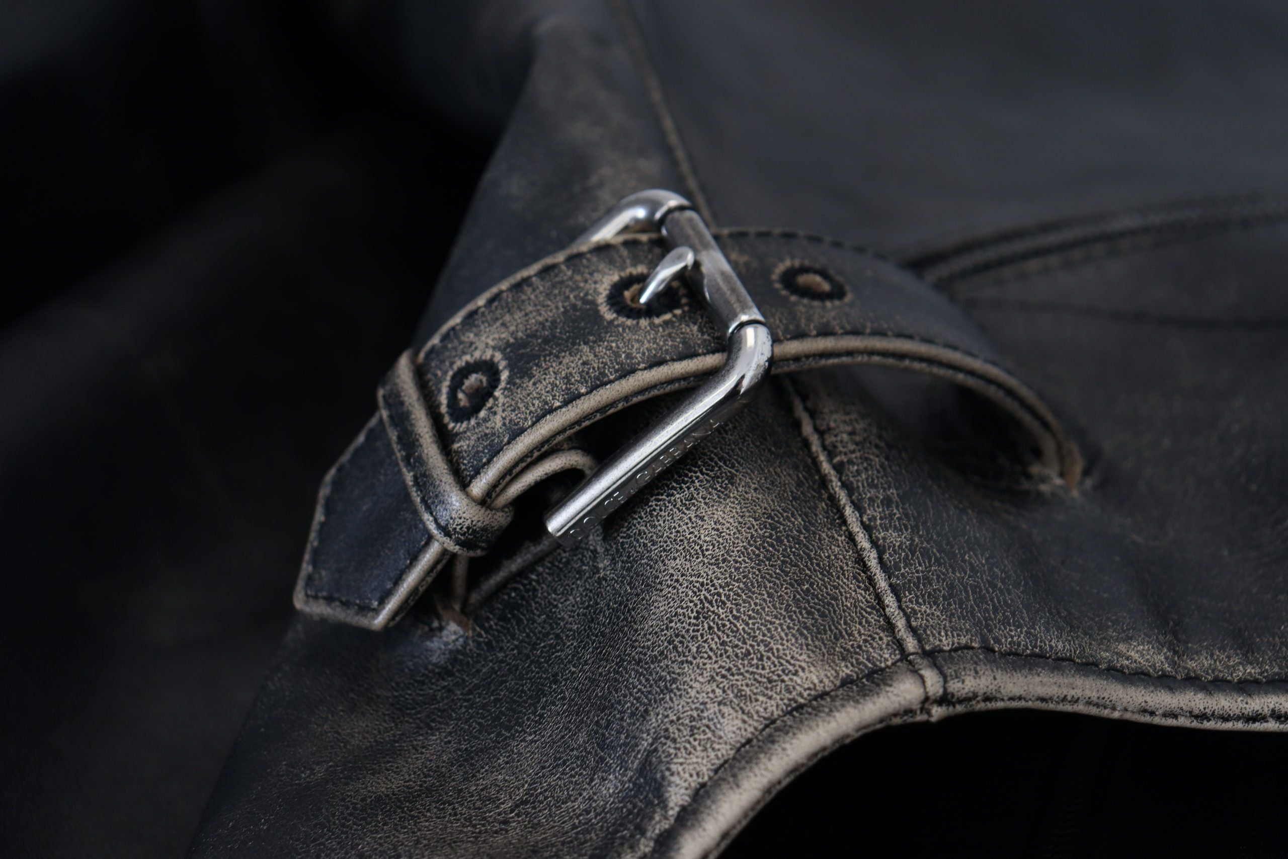 Dolce & Gabbana Schwarzer Leder Bikermantel mit Reißverschluss Jacke