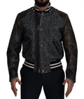 Dolce & Gabbana Black Polyester Houndstooth Bomber Jacket