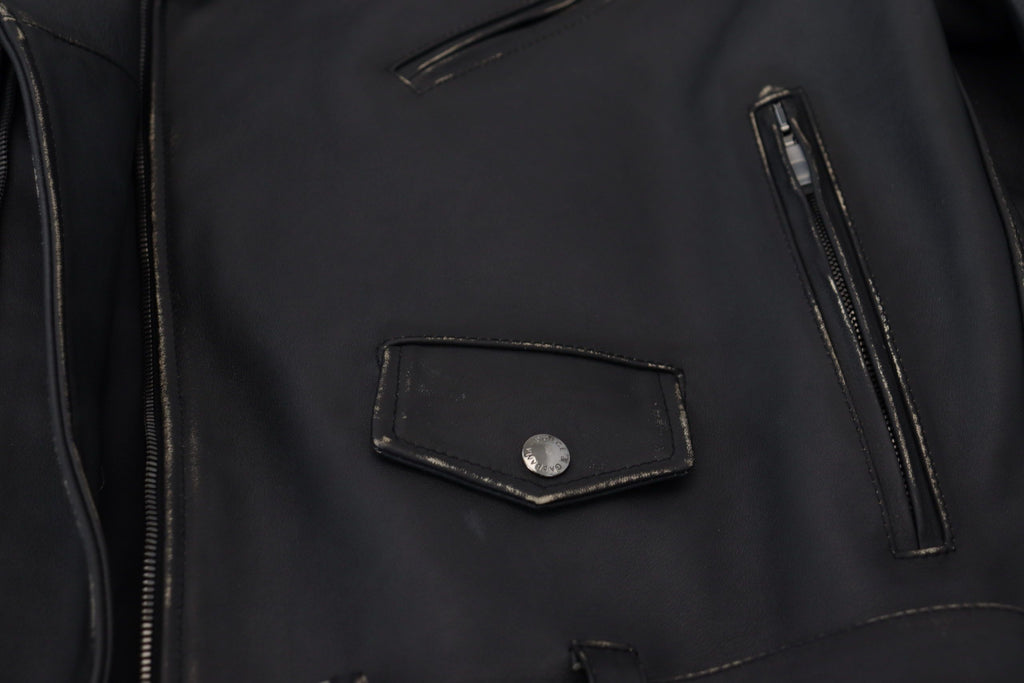 Dolce & Gabbana Schwarzer Leder Bikermantel Zipper Jacke