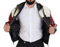 Dolce & Gabbana Black Leather Hooded Blouson Coat Jacket
