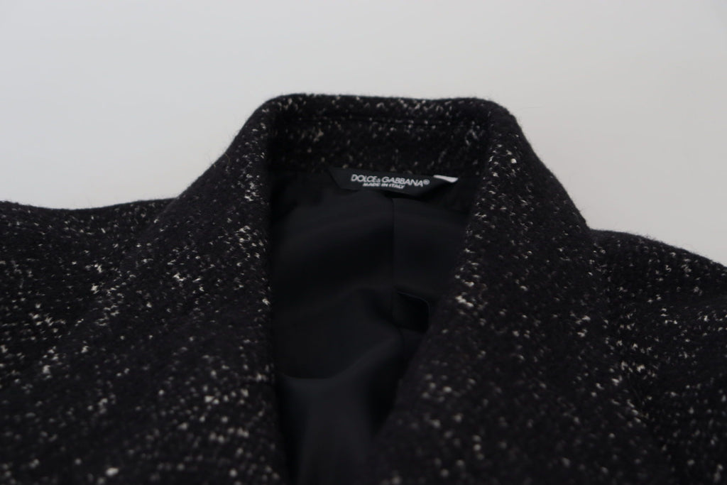 Dolce & Gabbana Schwarzer Wollmantel Zweireiher Herrenjacke