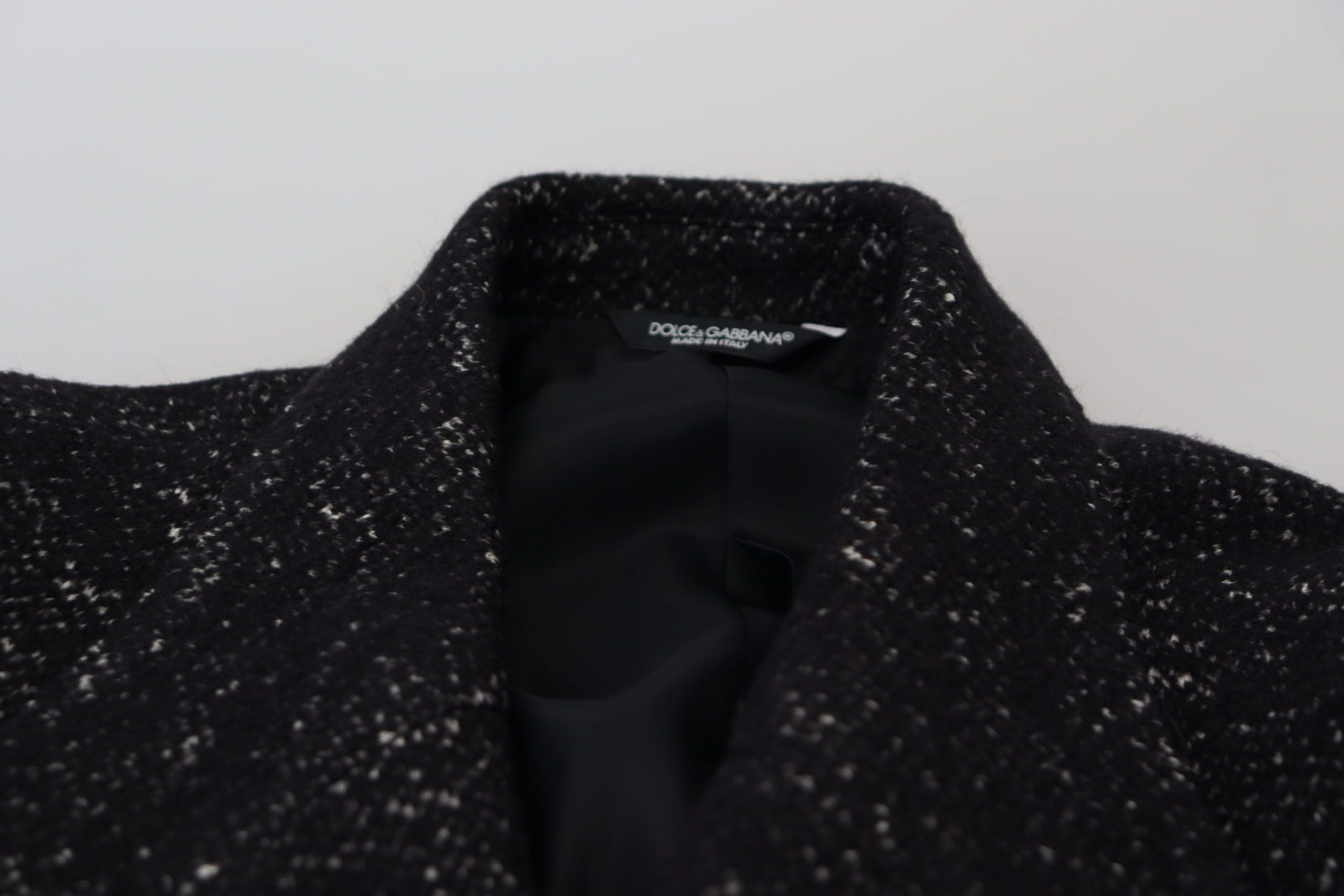 Dolce & Gabbana Schwarzer Wollmantel Zweireiher Herrenjacke