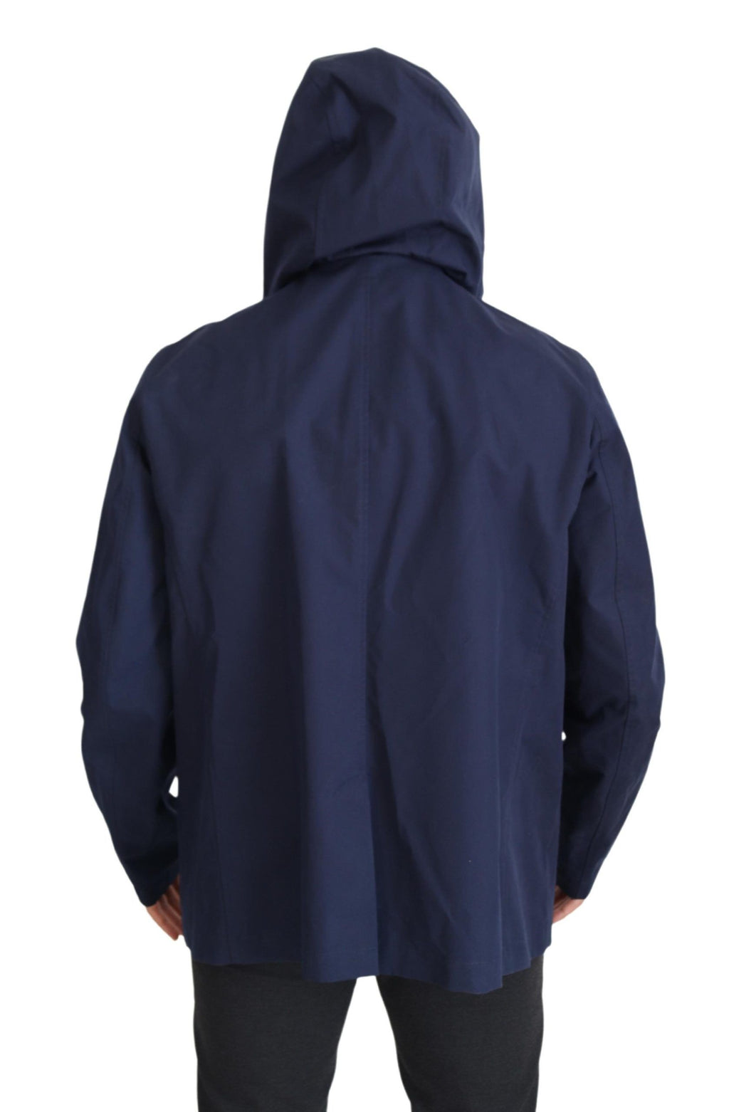 Dolce & Gabbana Blue Double-Breasted Hooded Coat Jacket