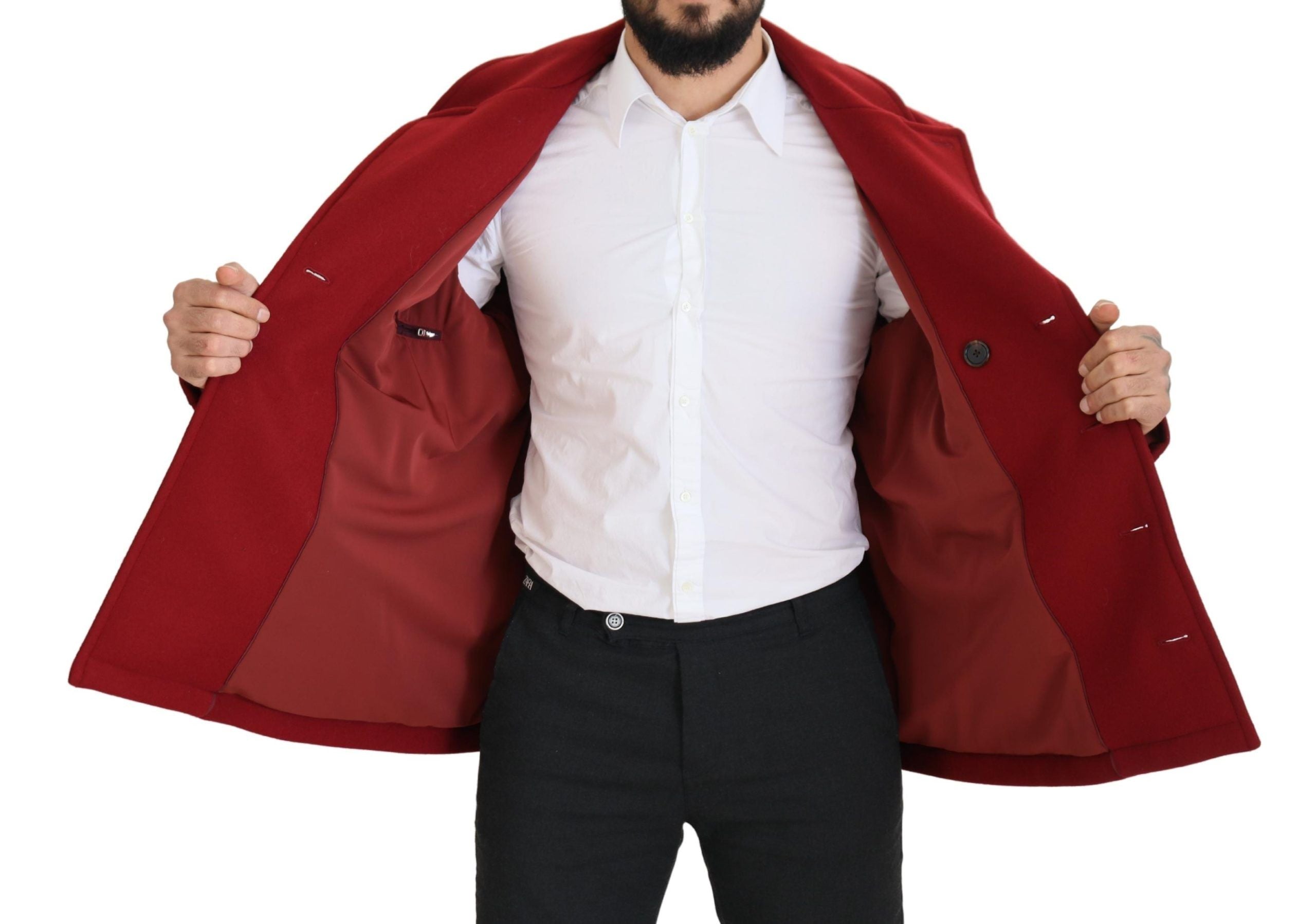 Dolce & Gabbana Red Wool Double-Breasted Jacket