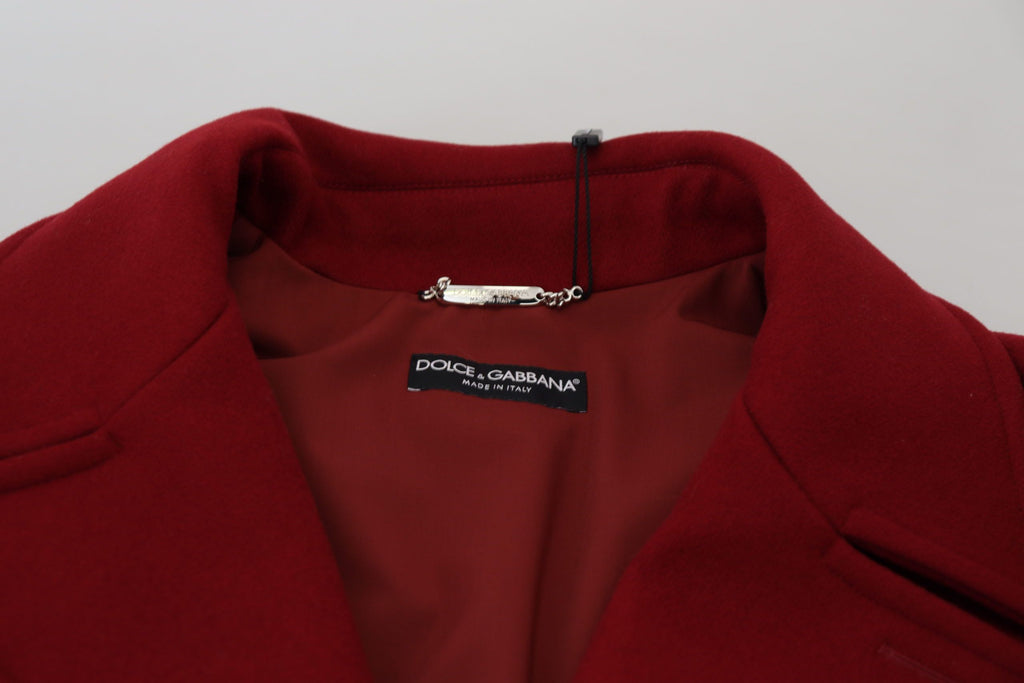 Dolce & Gabbana Red Wool Double-Breasted Jacket