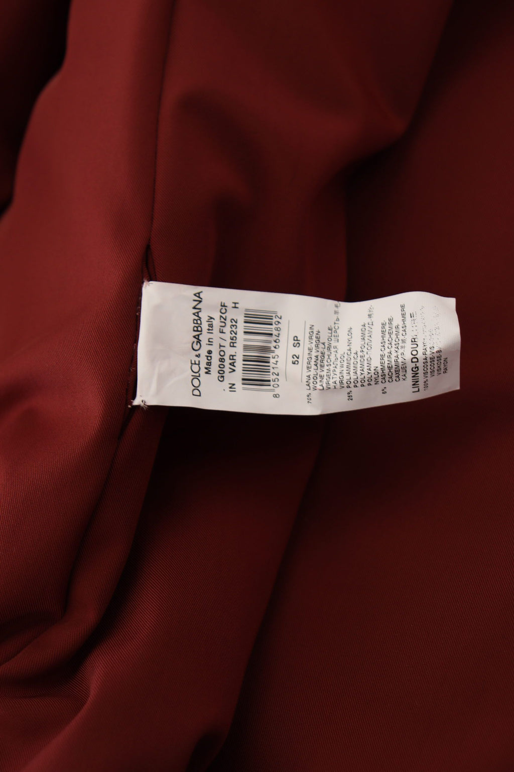 Dolce & Gabbana Red Wool Double-Breasted Jacket