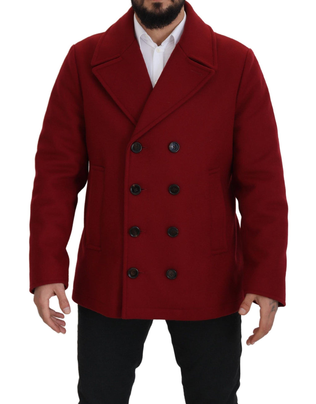 Dolce & Gabbana Red Wool Double-Breasted Jacket