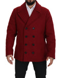 Dolce & Gabbana Red Wool Double-Breasted Jacket
