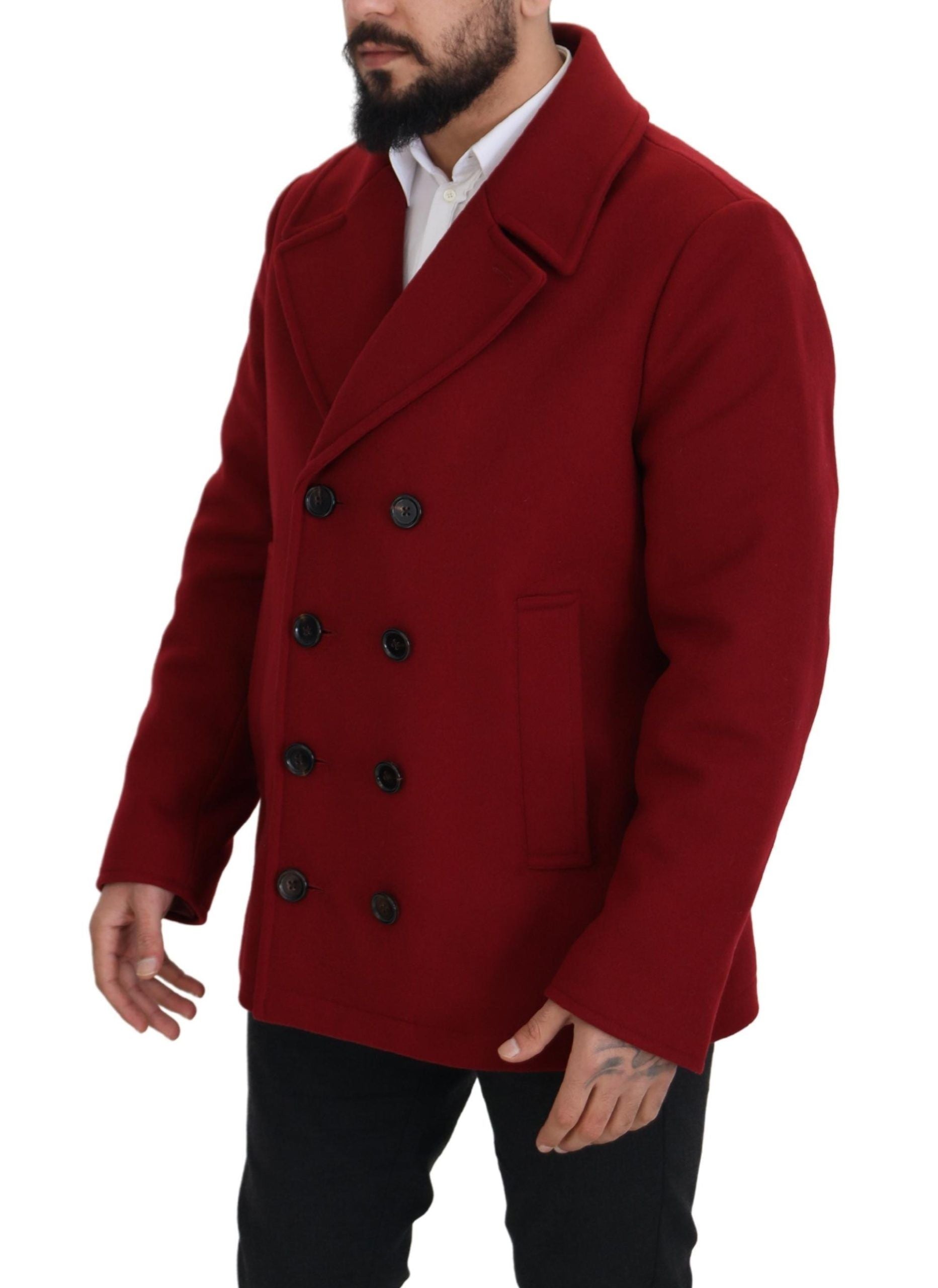 Dolce & Gabbana Red Wool Double-Breasted Jacket