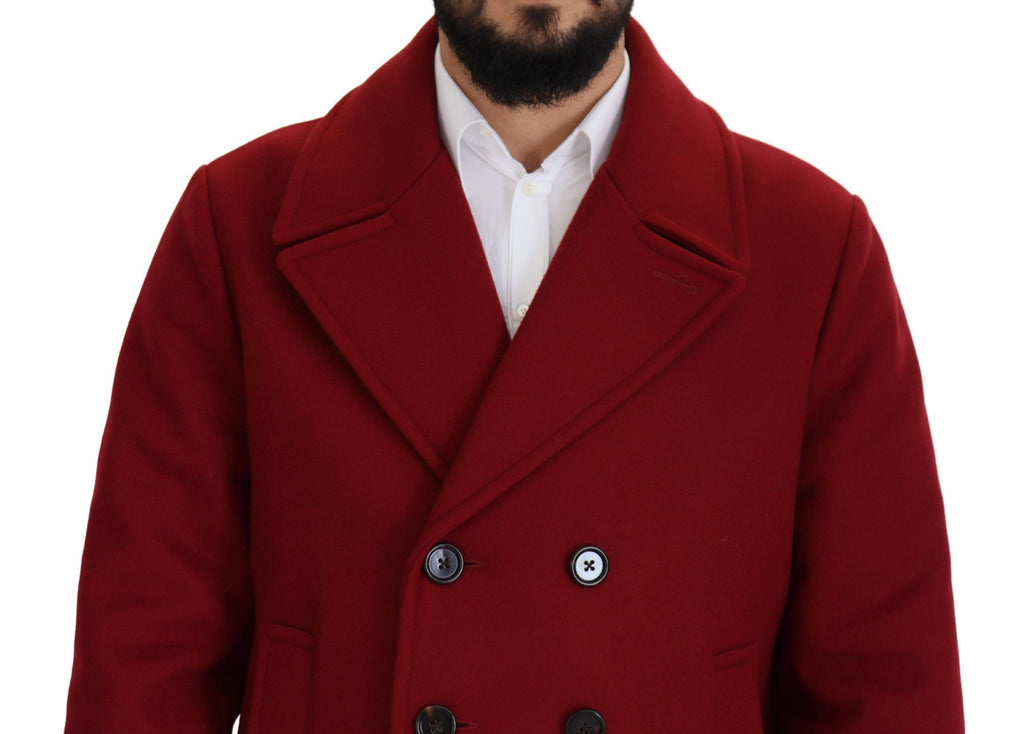 Dolce & Gabbana Red Wool Double-Breasted Jacket