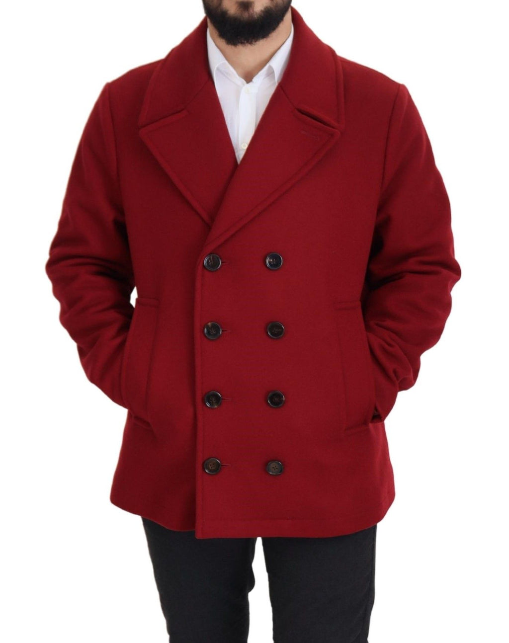 Dolce & Gabbana Red Wool Double-Breasted Jacket