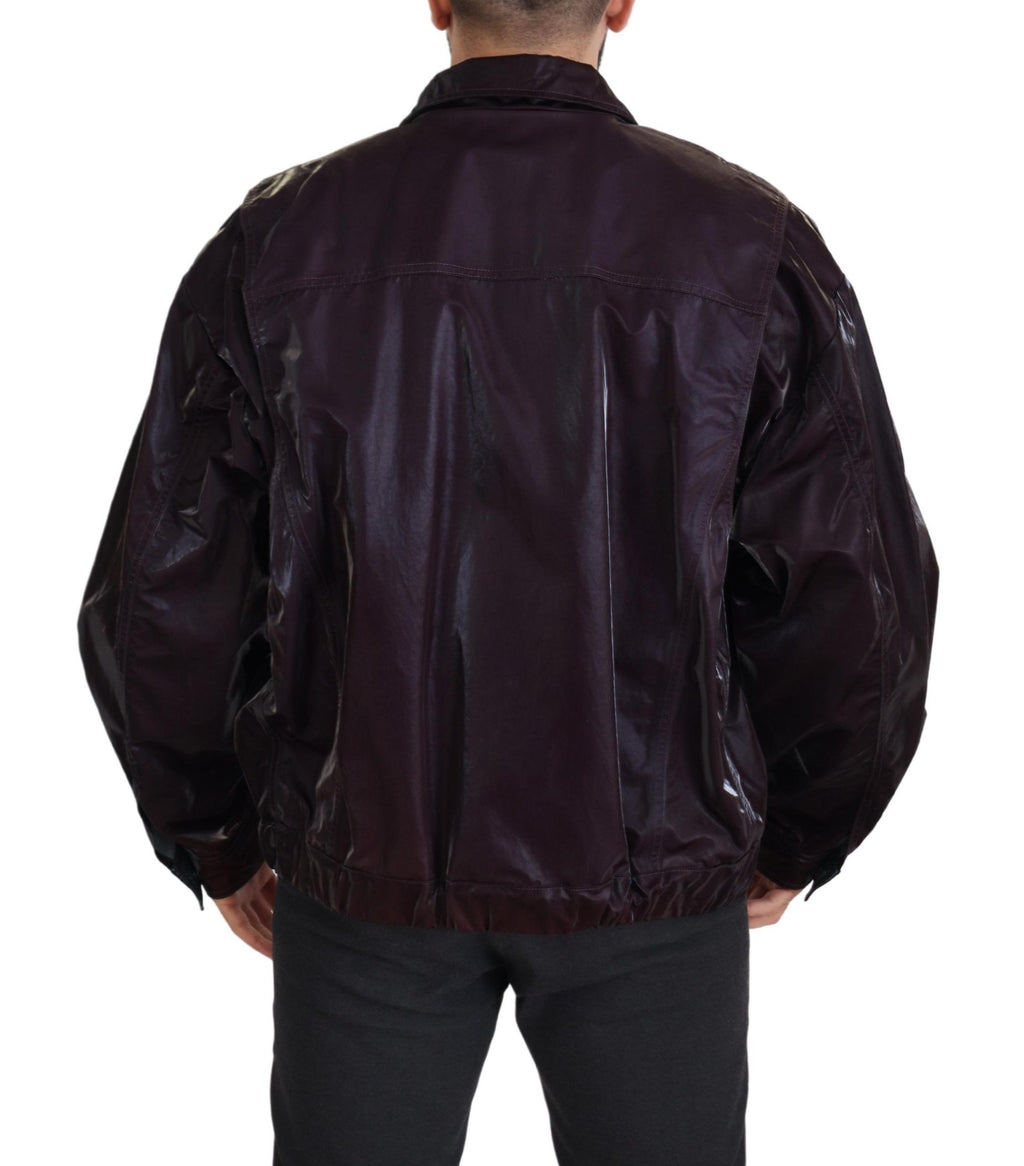 Dolce & Gabbana Bordeaux Nylon Collar Men's Coat Jacket