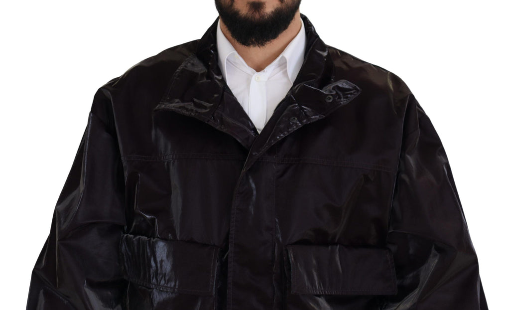 Dolce & Gabbana Bordeaux Nylon Collar Men's Coat Jacket