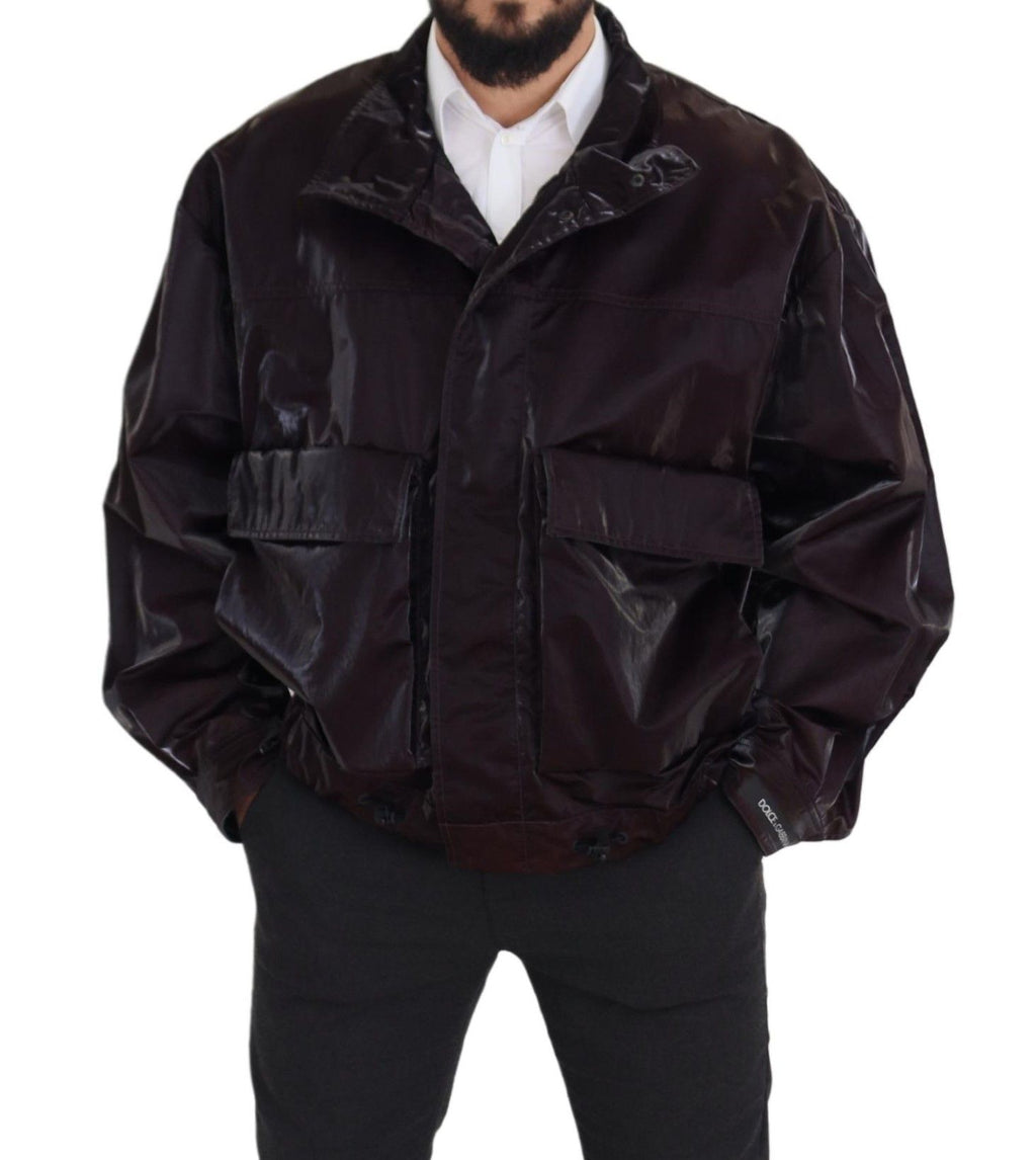 Dolce & Gabbana Bordeaux Nylon Collar Men's Coat Jacket