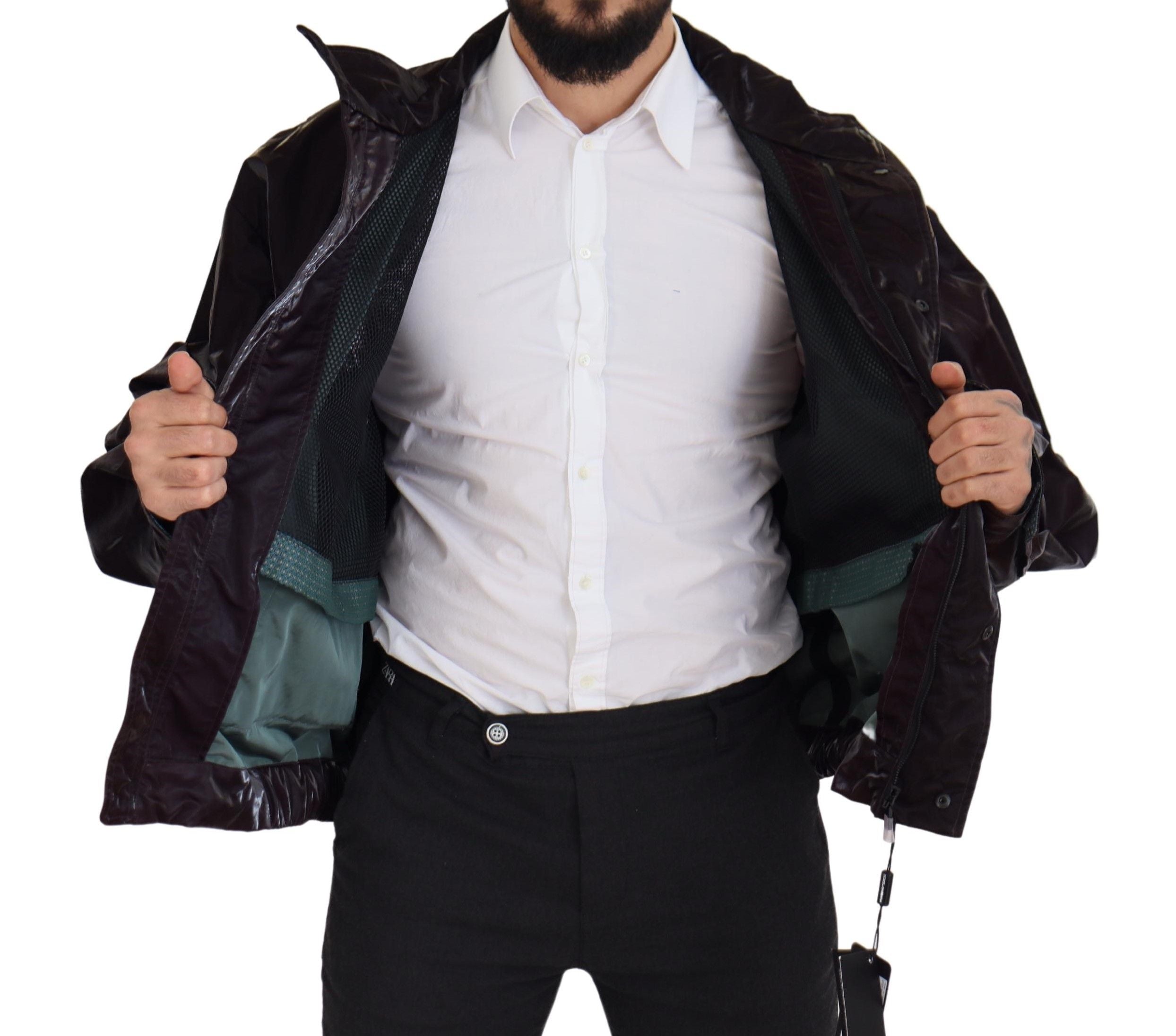 Dolce & Gabbana Bordeaux Nylon Collar Men's Coat Jacket