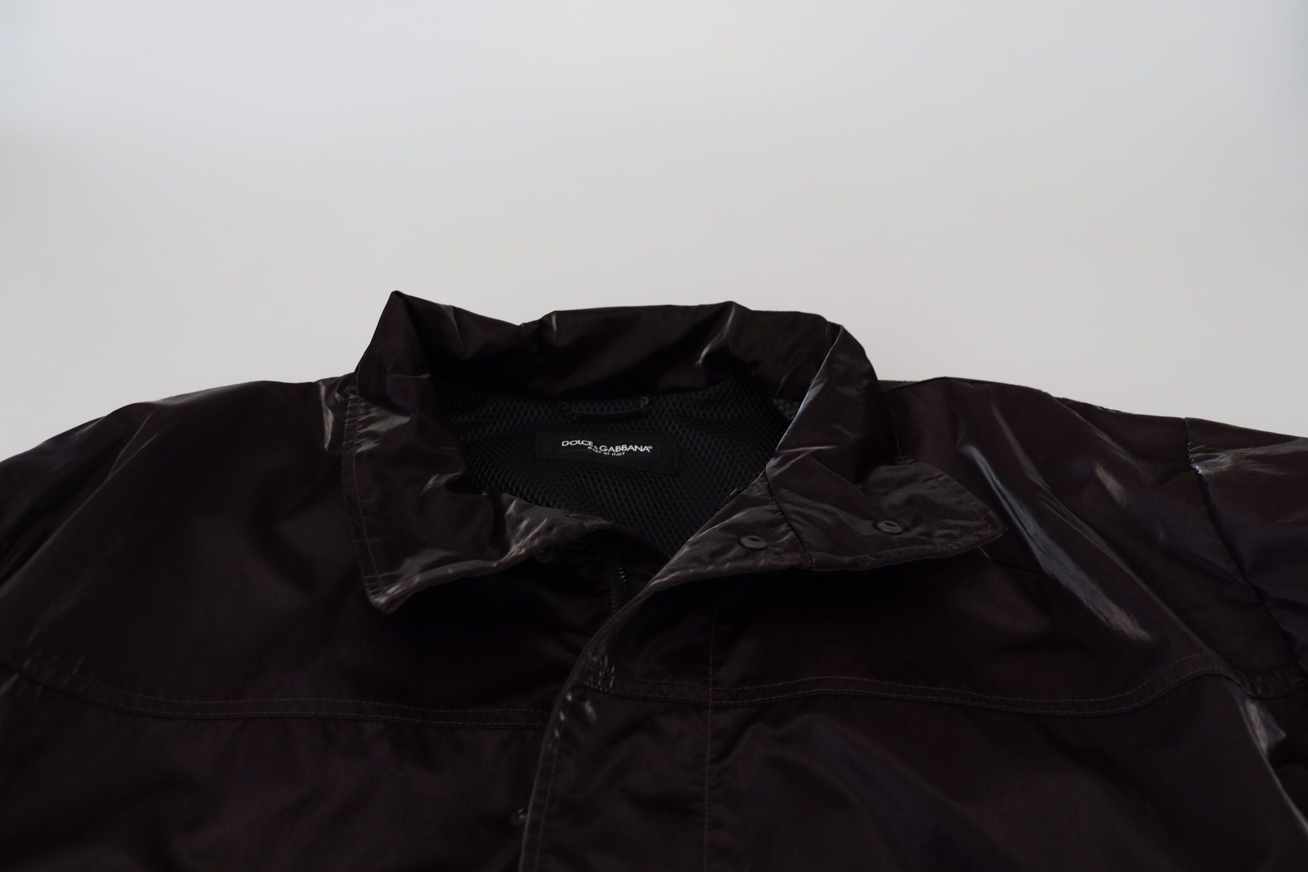 Dolce & Gabbana Bordeaux Nylon Collar Men's Coat Jacket