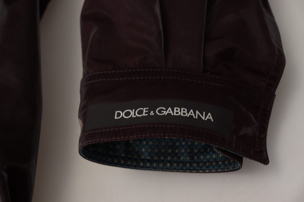 Dolce & Gabbana Bordeaux Nylon Collar Men's Coat Jacket
