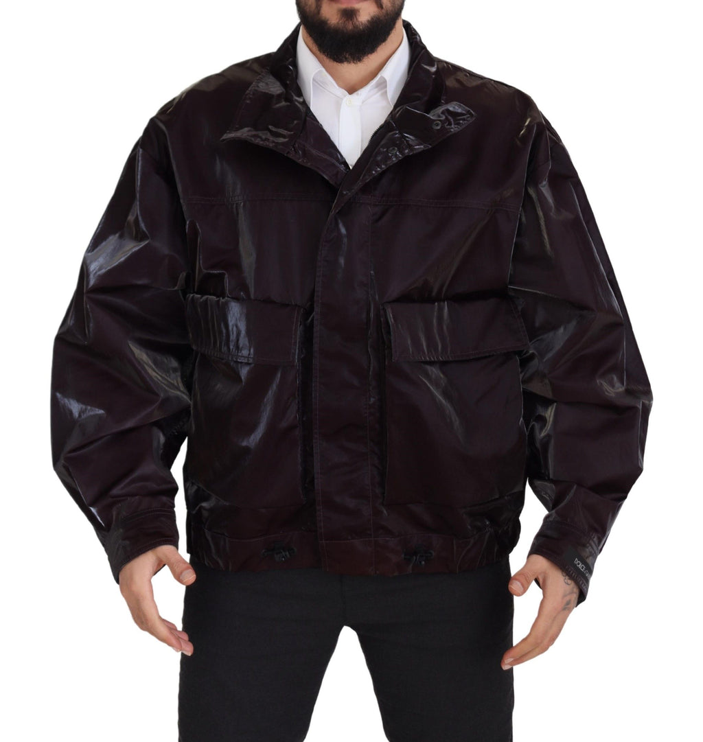 Dolce & Gabbana Bordeaux Nylon Collar Men's Coat Jacket