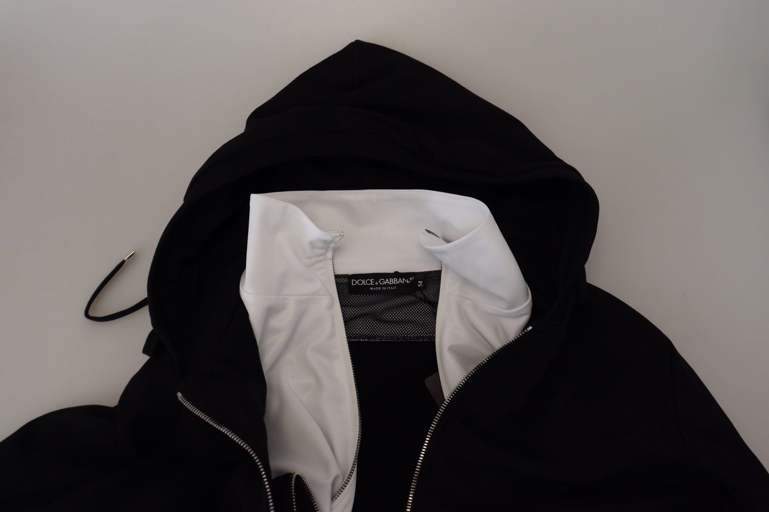 Dolce & Gabbana Black Polyester Hooded Zip-Up Jacket