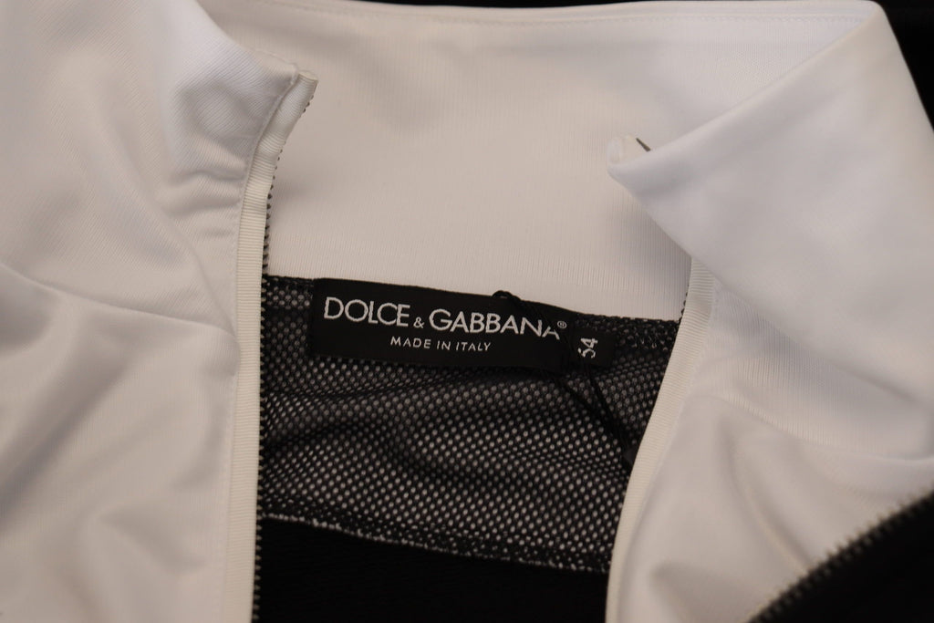Dolce & Gabbana Black Polyester Hooded Zip-Up Jacket