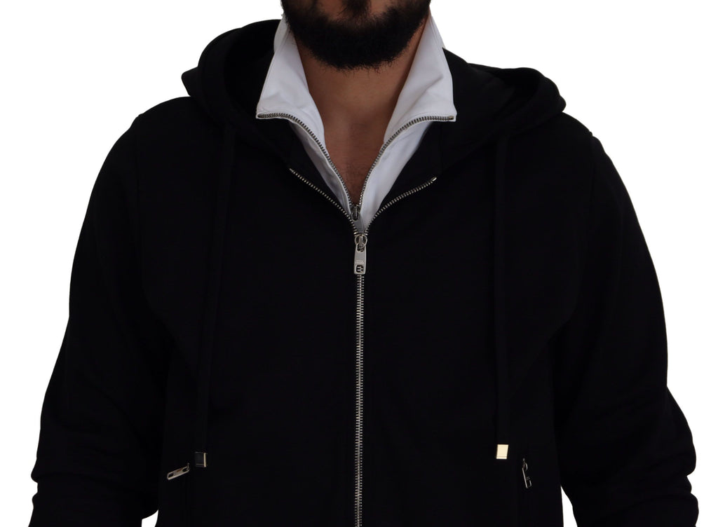 Dolce & Gabbana Black Polyester Hooded Zip-Up Jacket