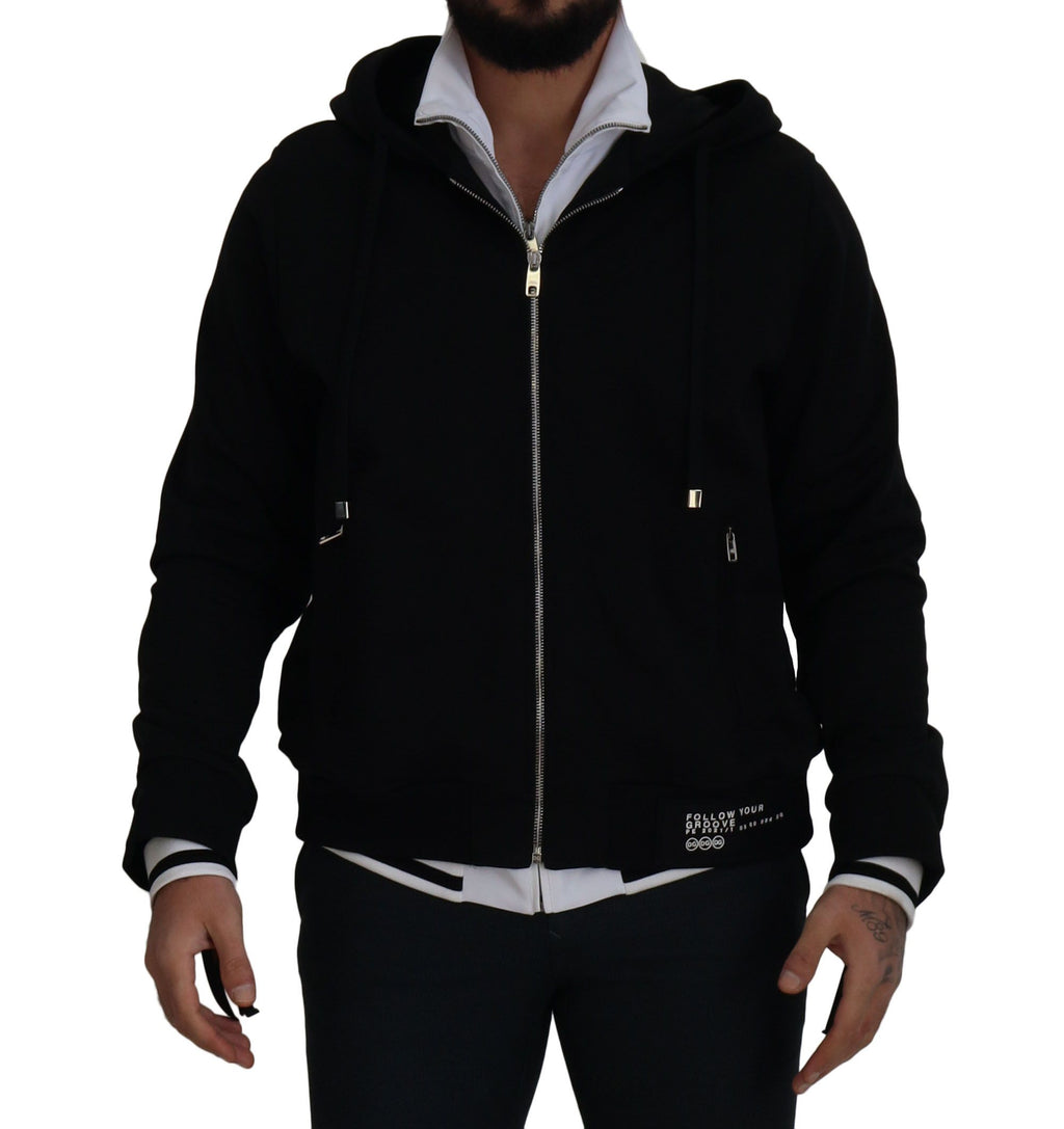 Dolce & Gabbana Black Polyester Hooded Zip-Up Jacket