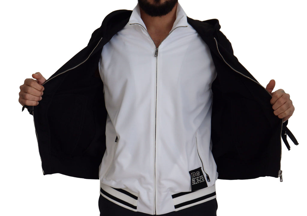 Dolce & Gabbana Black Polyester Hooded Zip-Up Jacket
