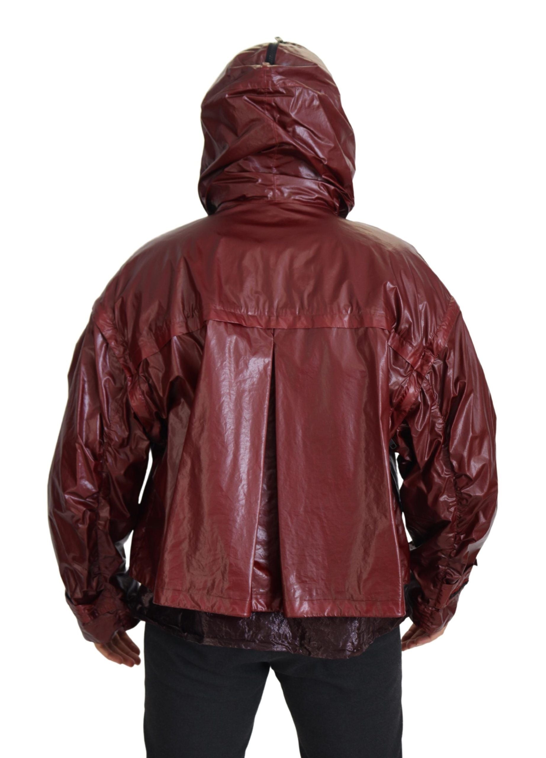 Dolce & Gabbana Bordeauxfarbene Baumwolljacke mit Kapuze und Reißverschluss