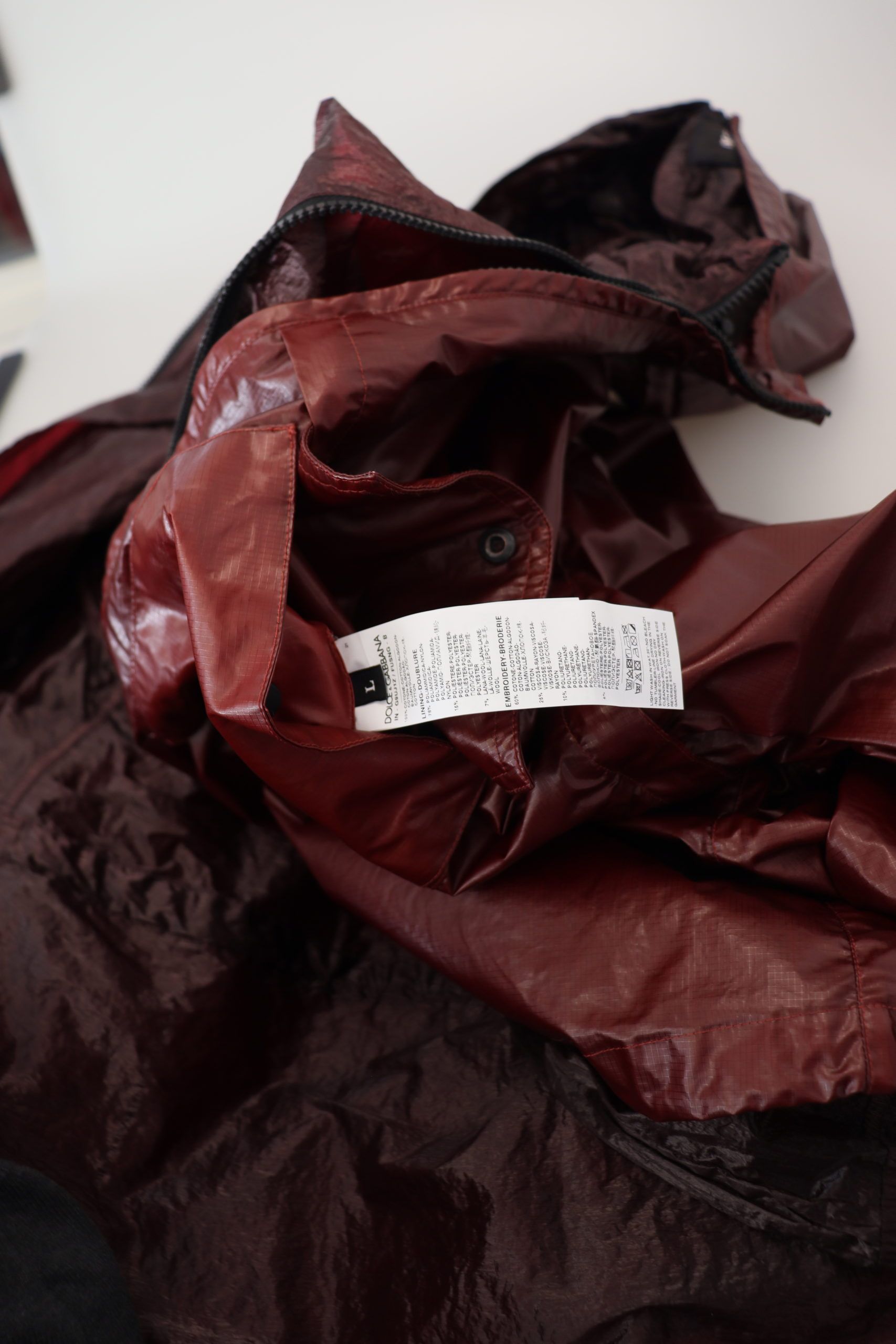 Dolce & Gabbana Bordeauxfarbene Baumwolljacke mit Kapuze und Reißverschluss