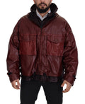Dolce & Gabbana Bordeauxfarbene Baumwolljacke mit Kapuze und Reißverschluss