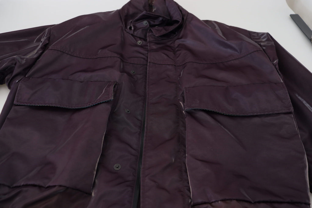 Dolce & Gabbana Lila Nylon Bikermantel Jacke mit Kragen