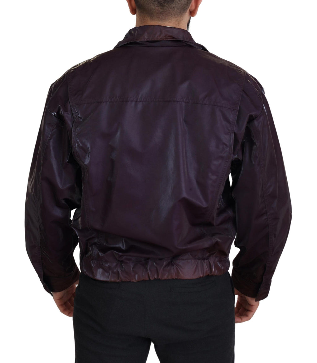 Dolce & Gabbana Lila Nylon Bikermantel Jacke mit Kragen