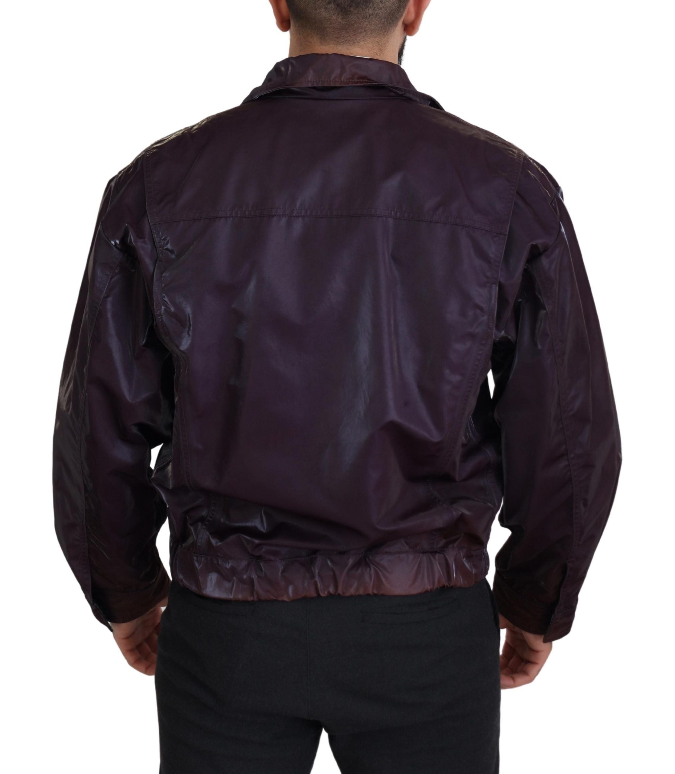 Dolce & Gabbana Lila Nylon Bikermantel Jacke mit Kragen