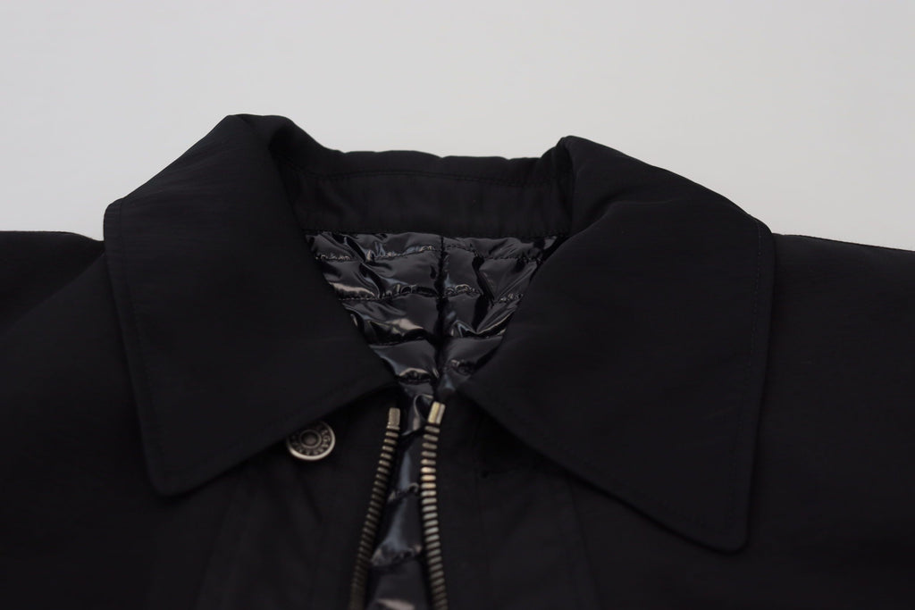 Dolce & Gabbana Schwarze Jacke mit durchgehendem Reißverschluss und Kragen aus Wolle
