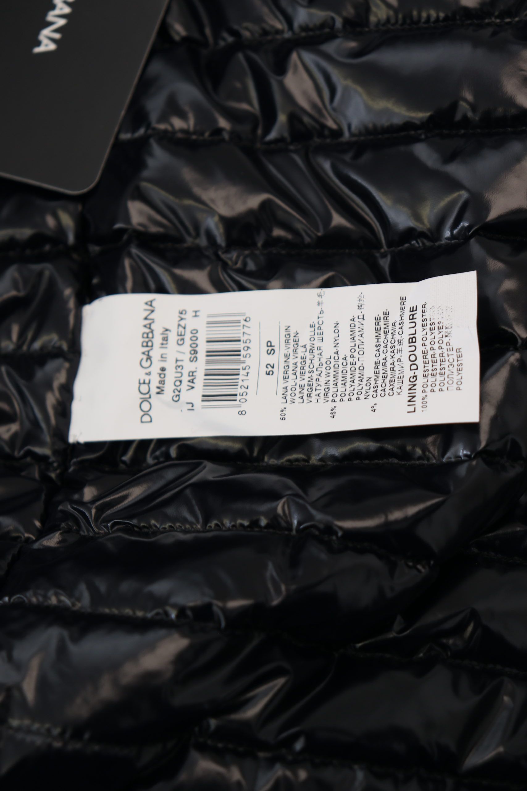 Dolce & Gabbana Schwarze Jacke mit durchgehendem Reißverschluss und Kragen aus Wolle
