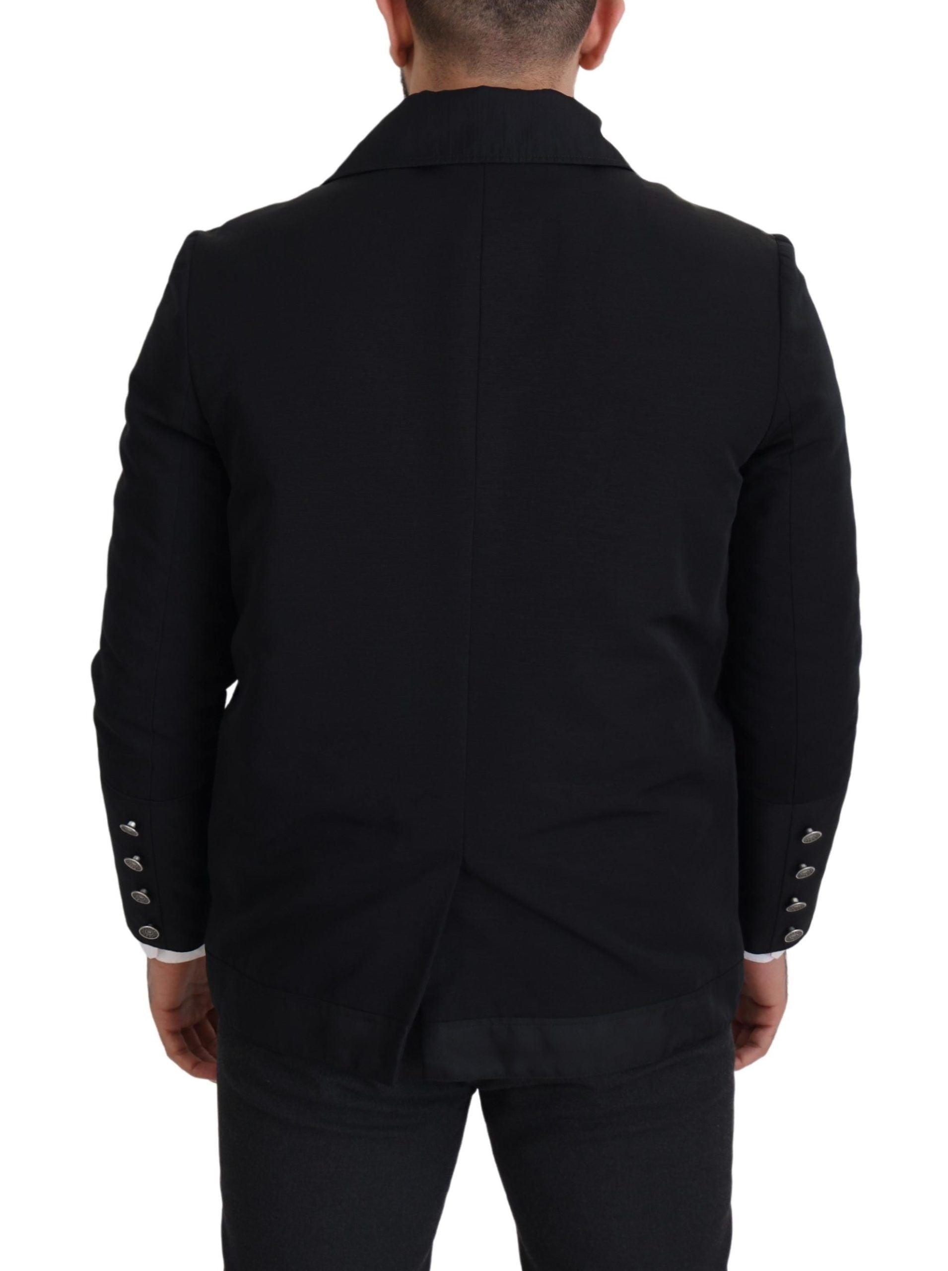 Dolce & Gabbana Schwarze Jacke mit durchgehendem Reißverschluss und Kragen aus Wolle