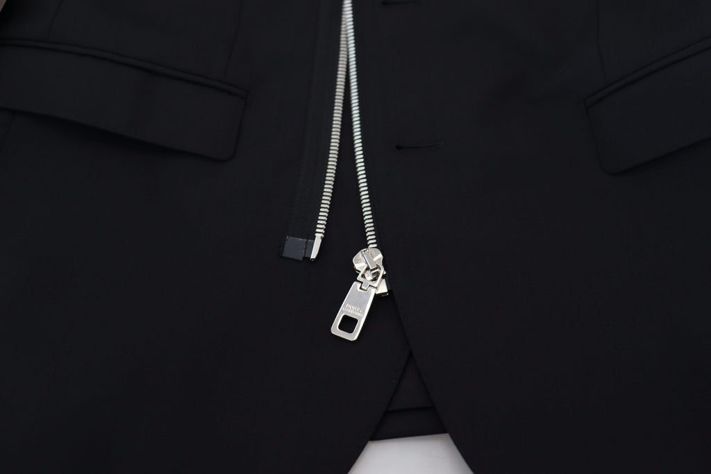 Dolce & Gabbana Schwarze Jacke mit langen Ärmeln und durchgehendem Reißverschluss aus Wolle