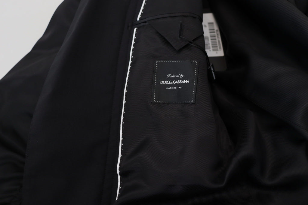 Dolce & Gabbana Schwarze Jacke mit langen Ärmeln und durchgehendem Reißverschluss aus Wolle