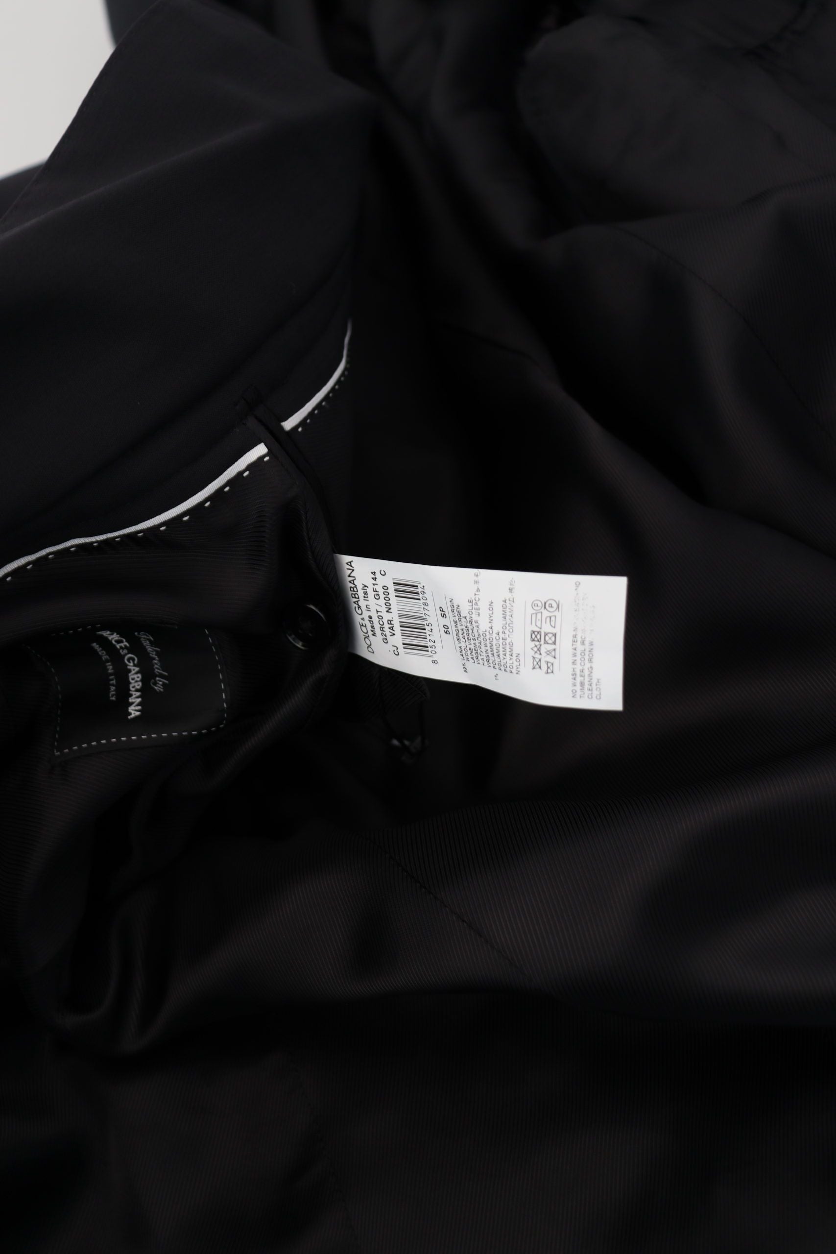 Dolce & Gabbana Schwarze Jacke mit langen Ärmeln und durchgehendem Reißverschluss aus Wolle
