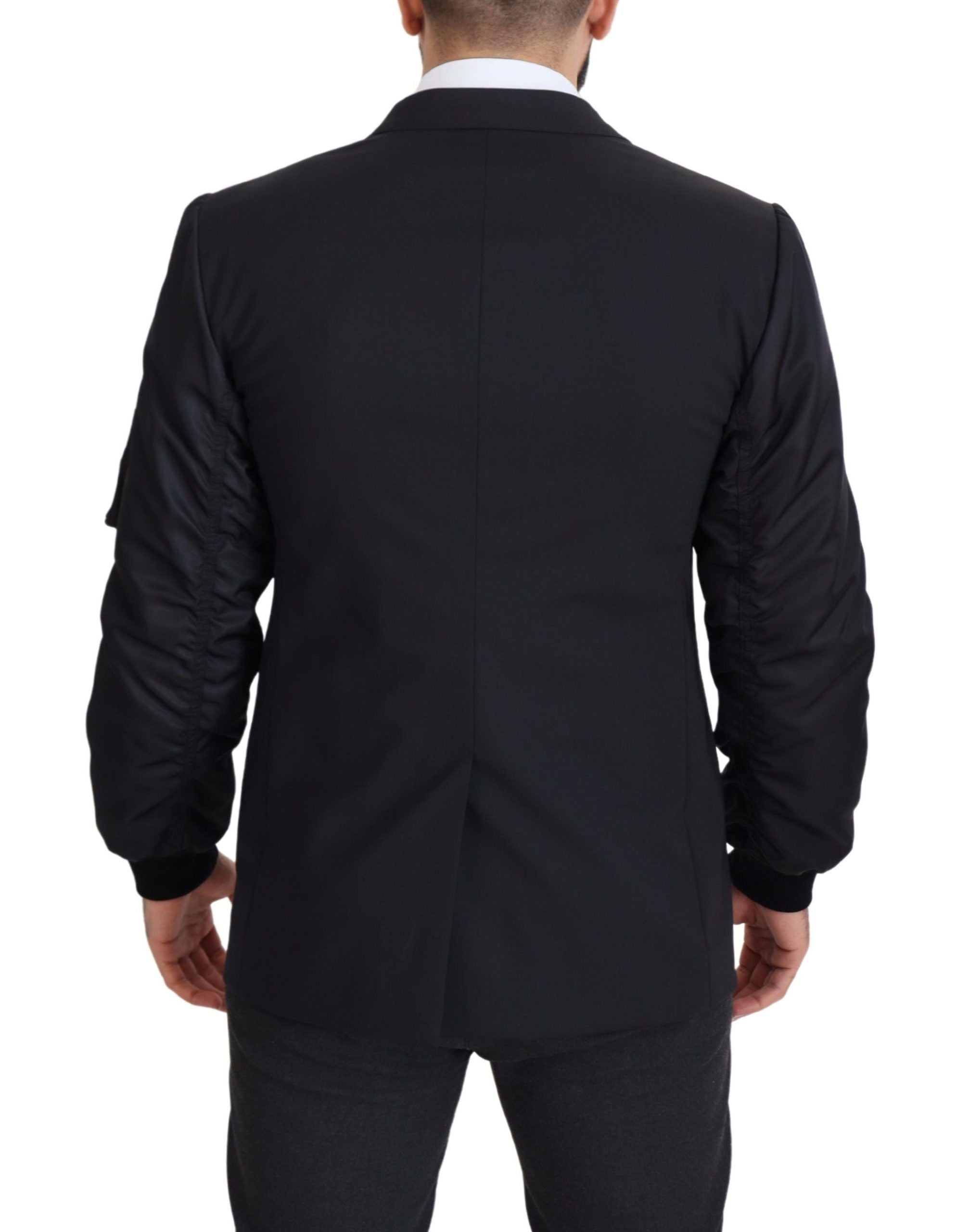 Dolce & Gabbana Schwarze Jacke mit langen Ärmeln und durchgehendem Reißverschluss aus Wolle
