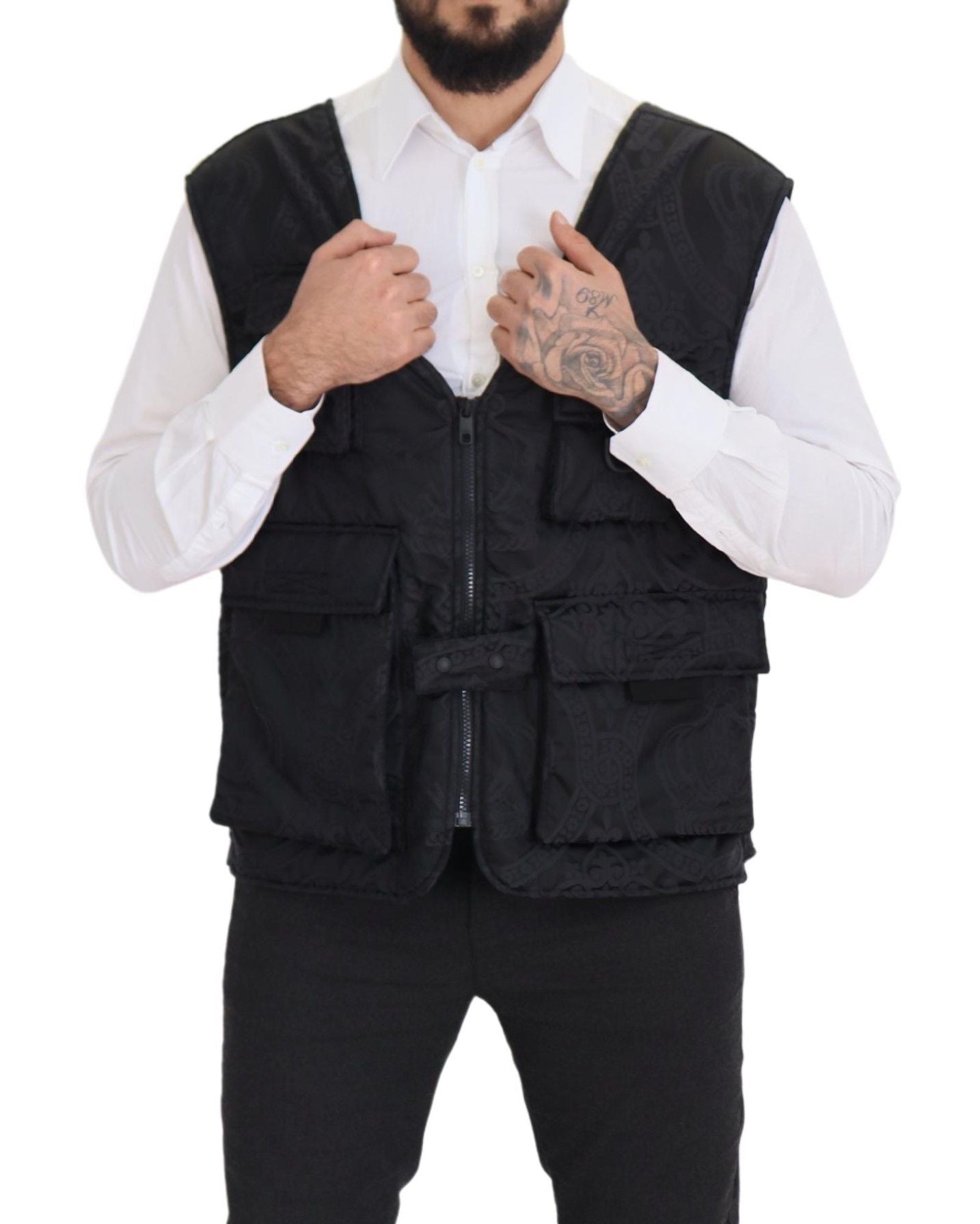 Dolce & Gabbana Black Sleeveless Nylon Jacket with Zipper