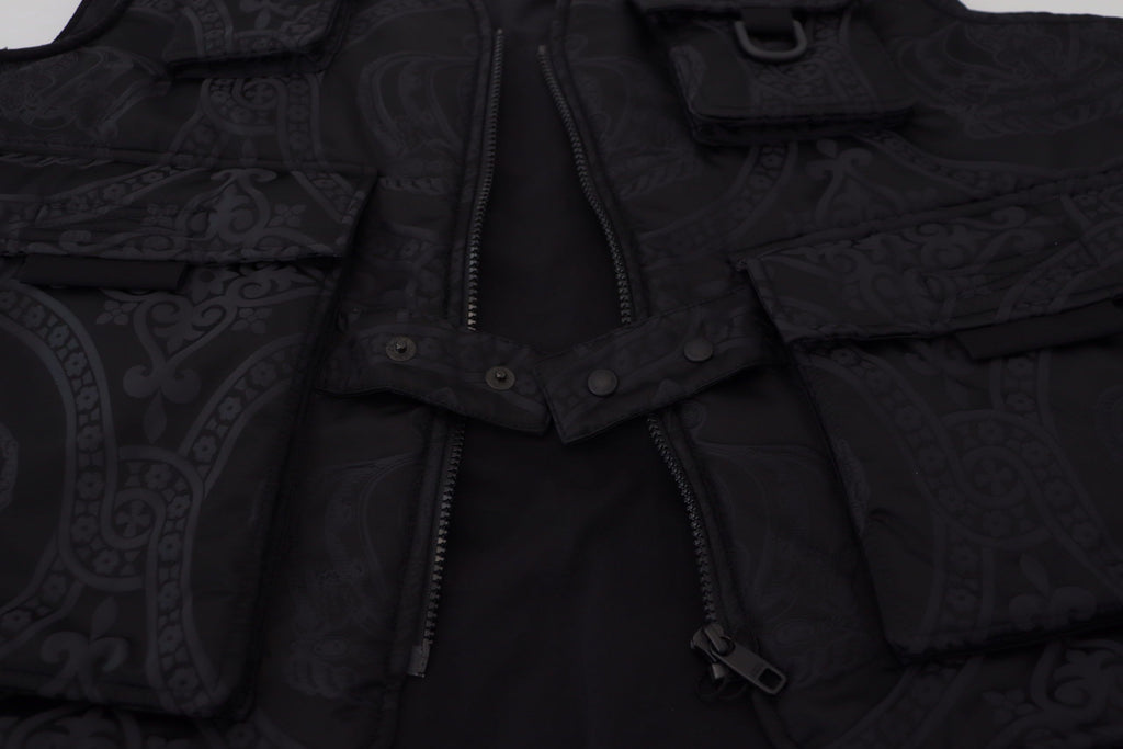 Dolce & Gabbana Black Sleeveless Nylon Jacket with Zipper