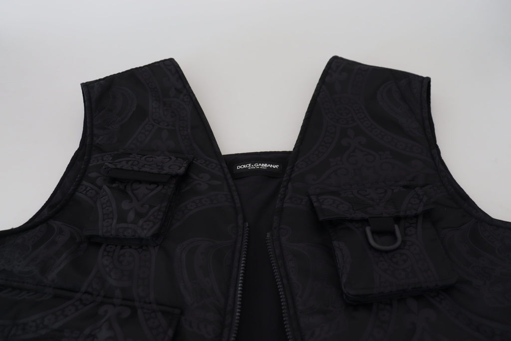 Dolce & Gabbana Black Sleeveless Nylon Jacket with Zipper