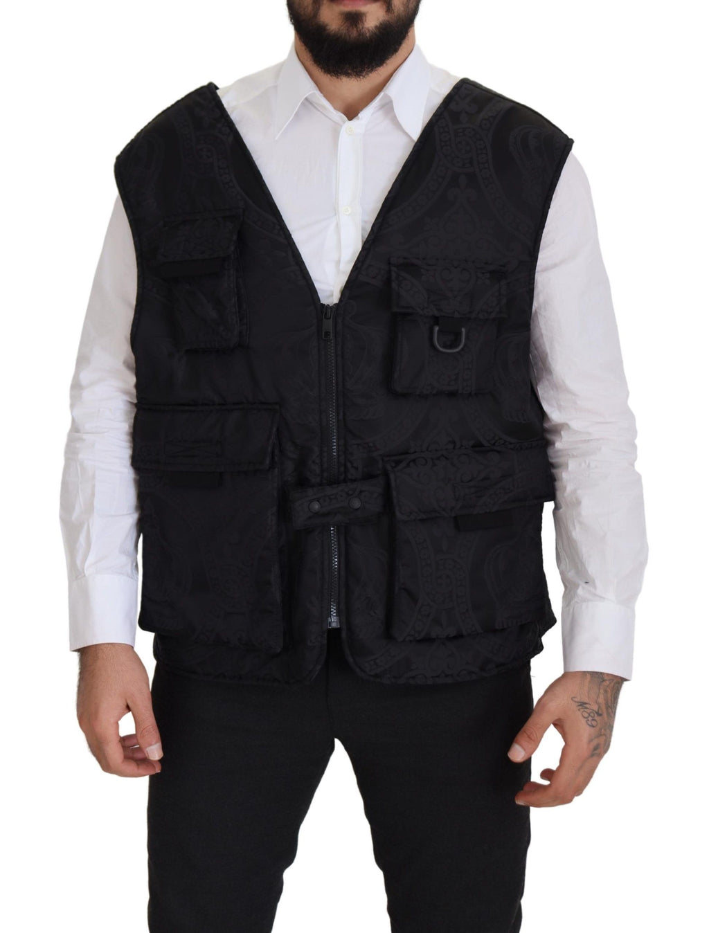 Dolce & Gabbana Black Sleeveless Nylon Jacket with Zipper