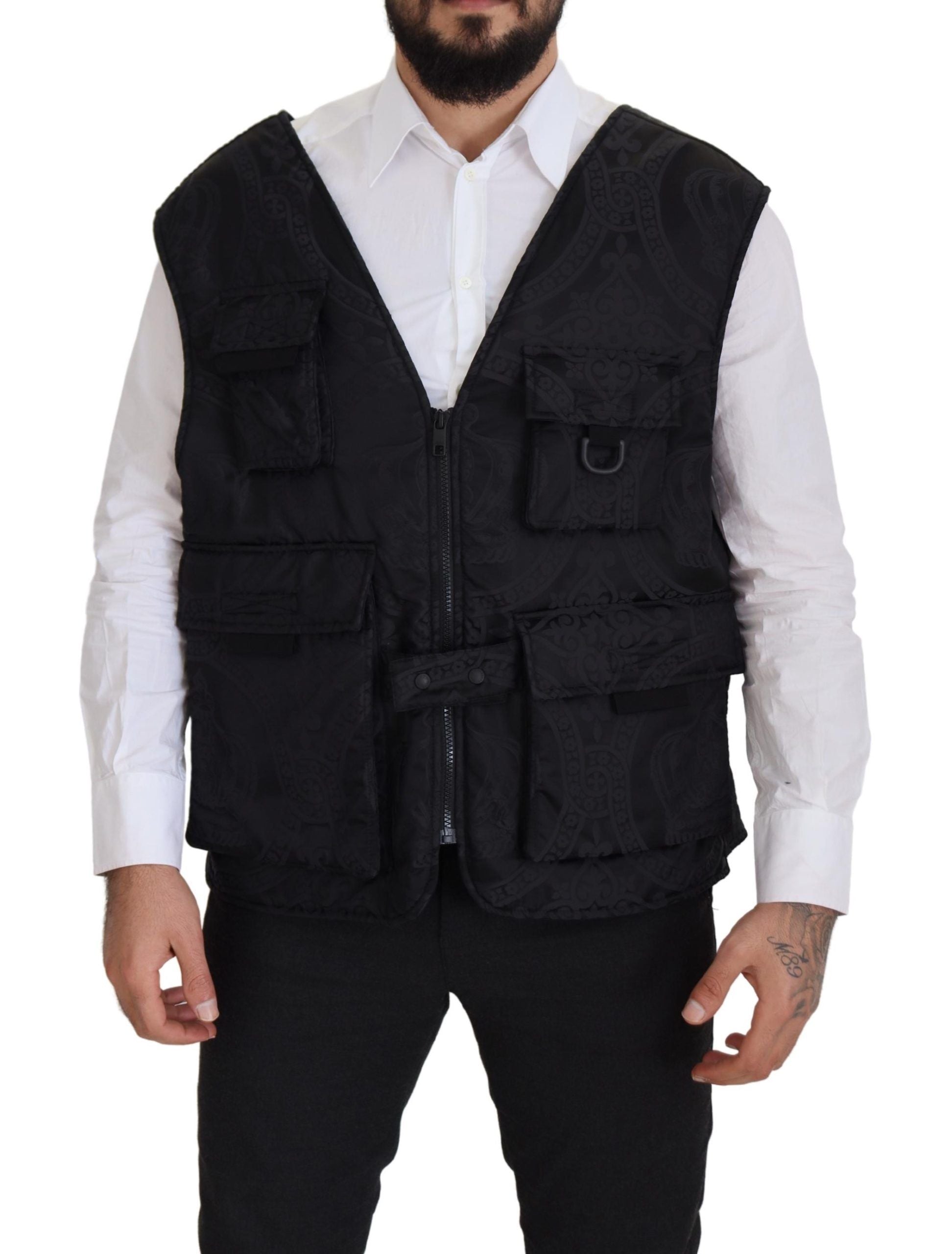 Dolce & Gabbana Black Sleeveless Nylon Jacket with Zipper