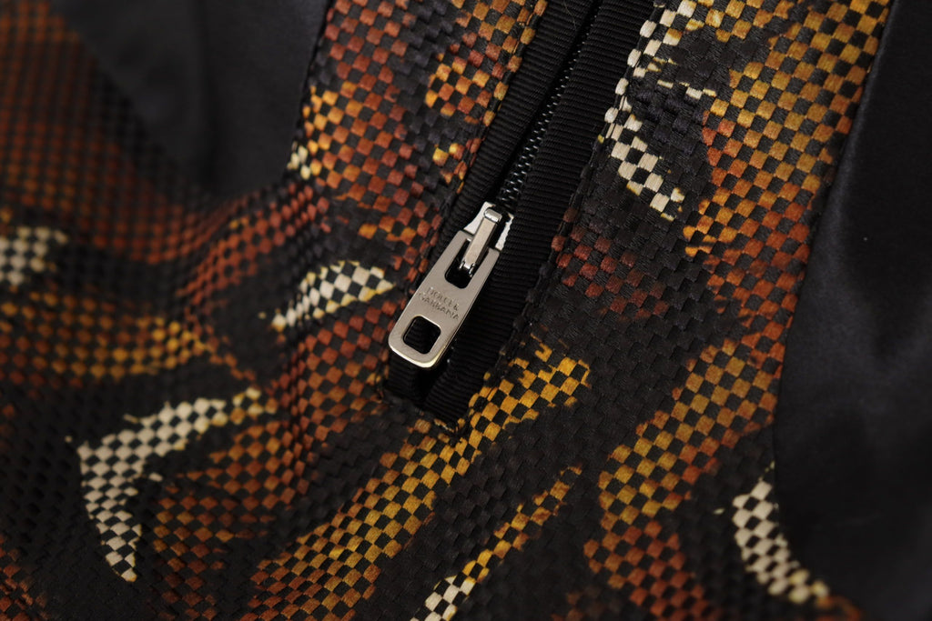 Dolce & Gabbana Brown Feather Full-Zip Blouson Jacket