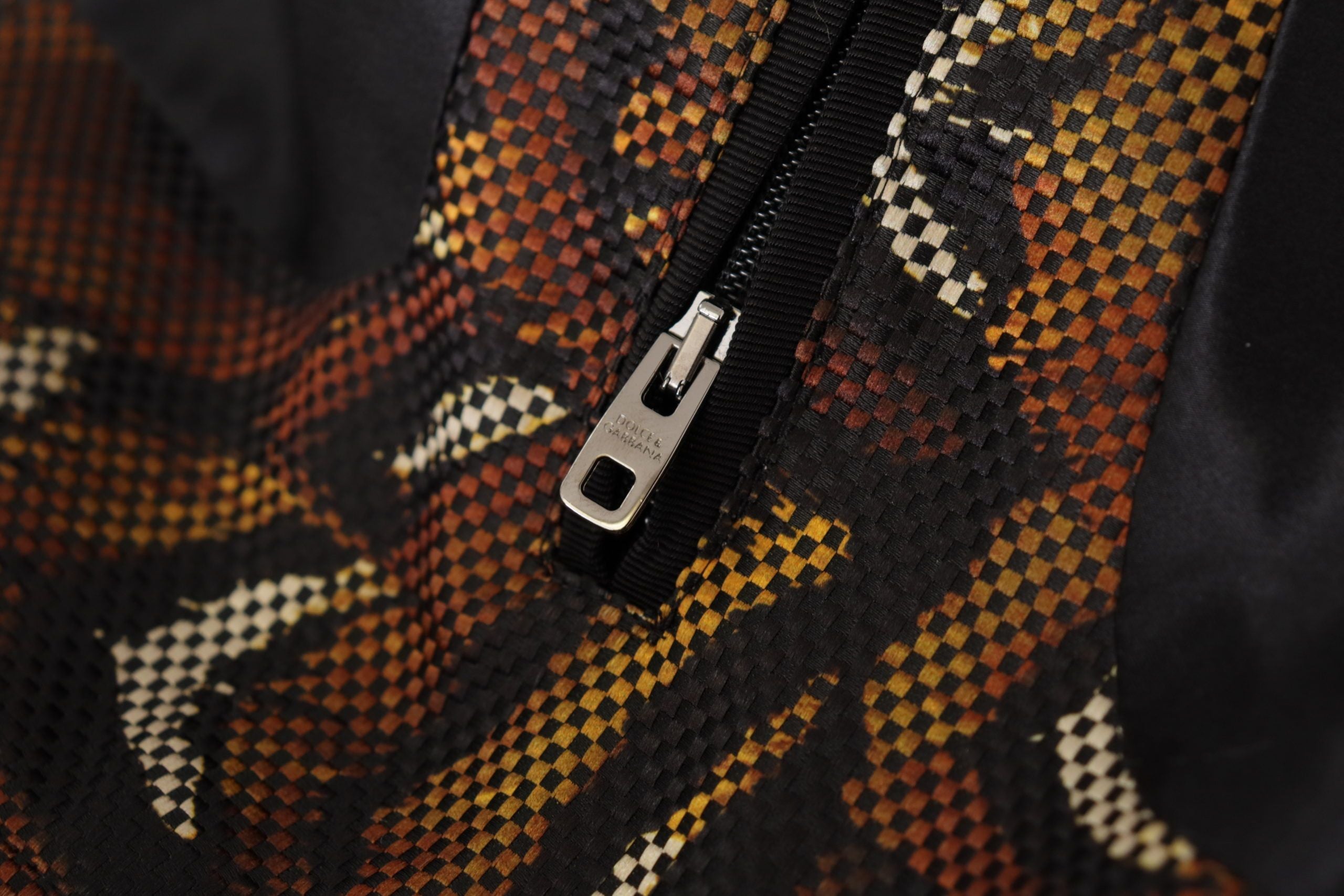 Dolce & Gabbana Brown Feather Full-Zip Blouson Jacket