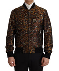 Dolce & Gabbana Brown Feather Full-Zip Blouson Jacket